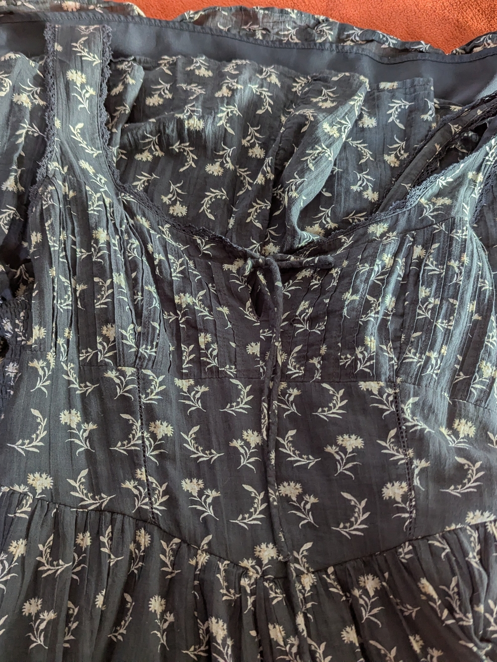 American Eagle Corset Floral Tie-Front Midi Dress in Dark Blue - Picture 8 of 10